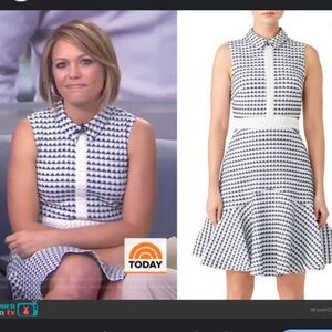 Salome Shirtdress Shoshanna geometric  blue formal event designer spring $459 8